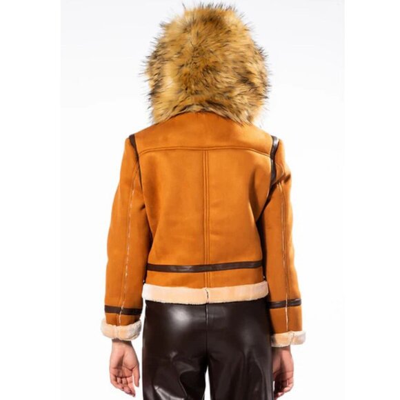 💋STUNNING!💋 FIERCE "Eskimo" Suede & Faux Silver Fox Fur Jacket in Burnt Umber - Picture 5 of 16